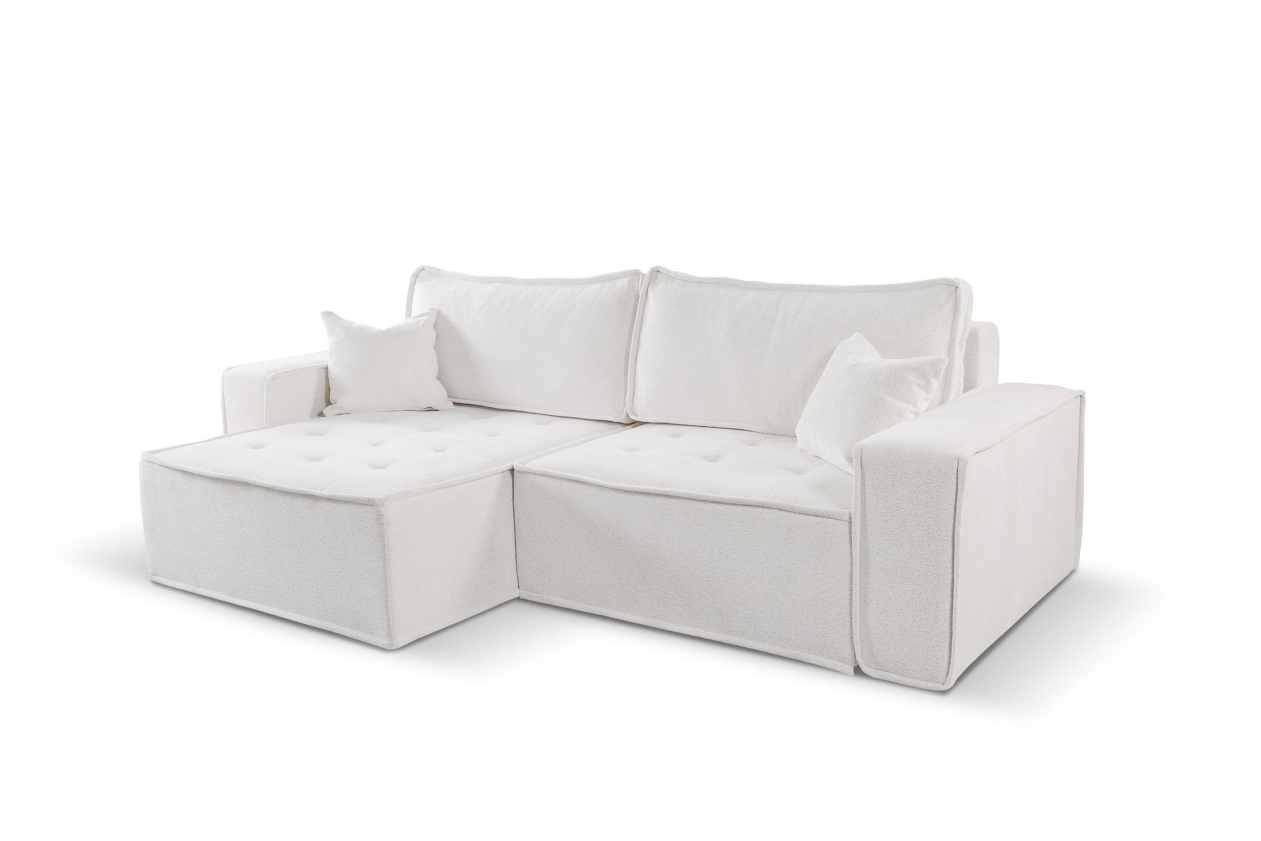 ECKSOFA Bohoo Mit Schlaffunktion Ecru Links - Ecru, Holz (140/248cm) - Kaiser Möbel