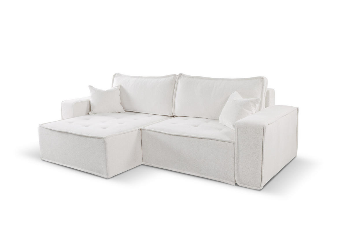 ECKSOFA Bohoo Mit Schlaffunktion Ecru Links - Ecru, Holz (140/248cm) - Kaiser Möbel