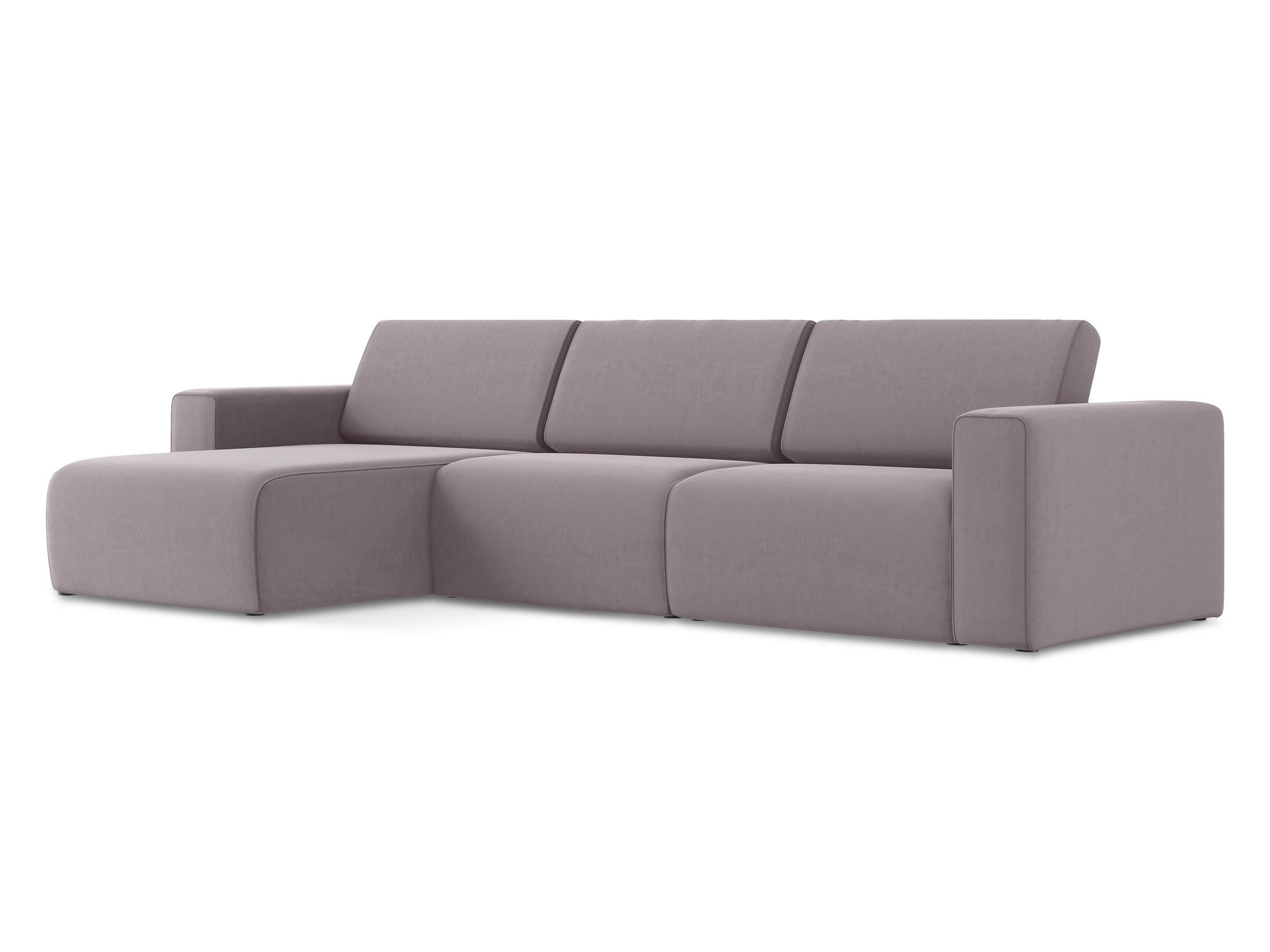 ECKSOFA Links Samt Stoff Violett - Lila/Flieder, Kunststoff/Textil (167/314cm) - Makamii