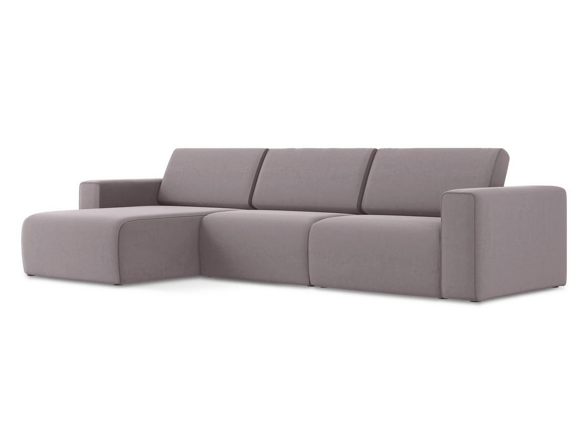 ECKSOFA Links Samt Stoff Violett - Lila/Flieder, Kunststoff/Textil (167/314cm) - Makamii