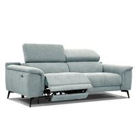 RELAXSOFA FIERO 3-Sitzer mit 1 Relaxfunktion, mintgrün - Schwarz/Mintgrün, Holzwerkstoff/Textil (212/82/103cm) - Courtois Laville