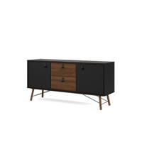 SIDEBOARD mattschwarz, wallnuss Dekor - Schwarz, Holzwerkstoff (150/72/40cm) - ebuy24
