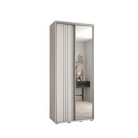 SCHWEBETÜRENSCHRANK 235,2/100/60 2-türig - Silberfarben/Weiß, Holz/Metall (100/235/60cm) - Abiks Möbel