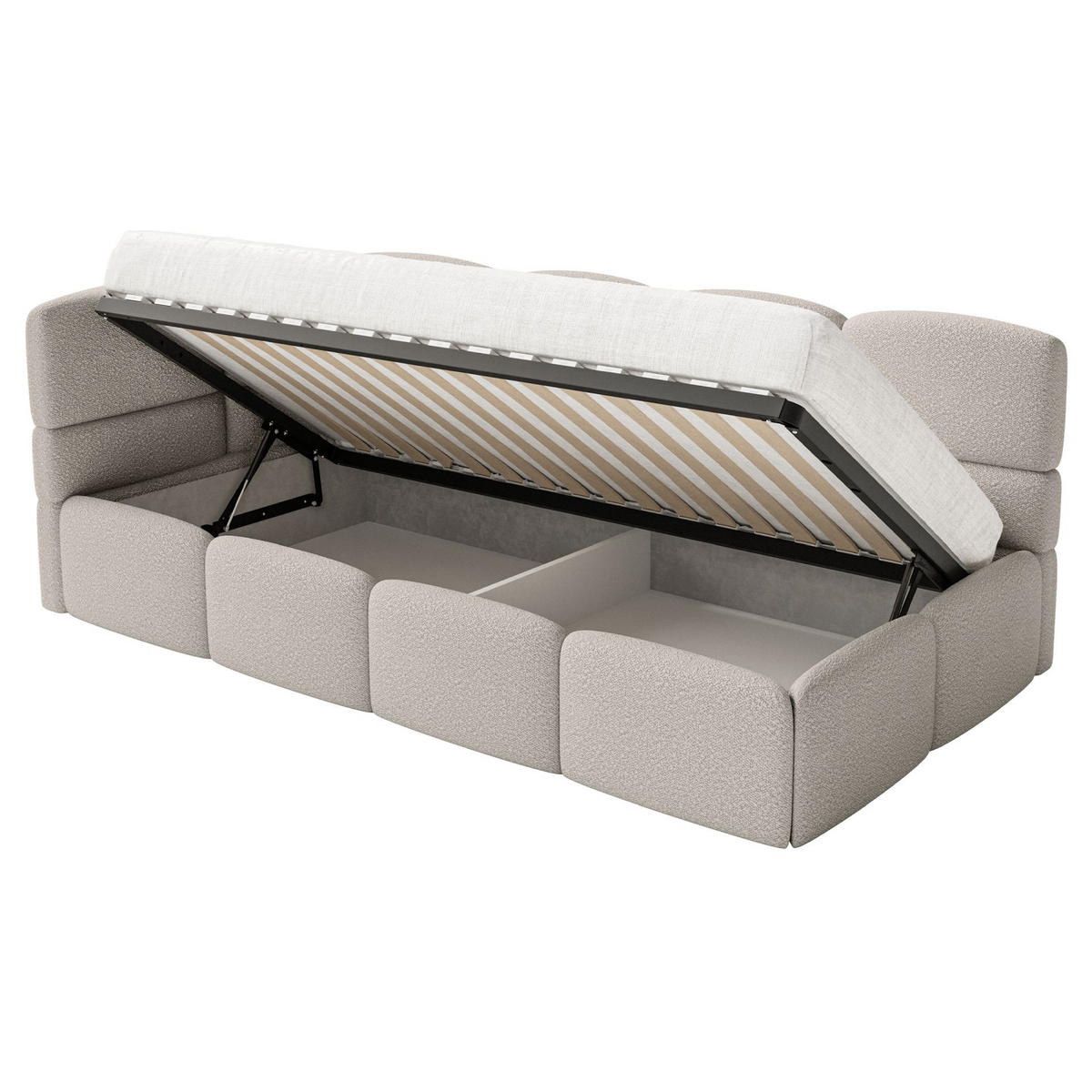 JUGENDBETT Cloudy links Bouclé Greige - Taupe, Kunststoff/Textil (90/200cm) - Selsey