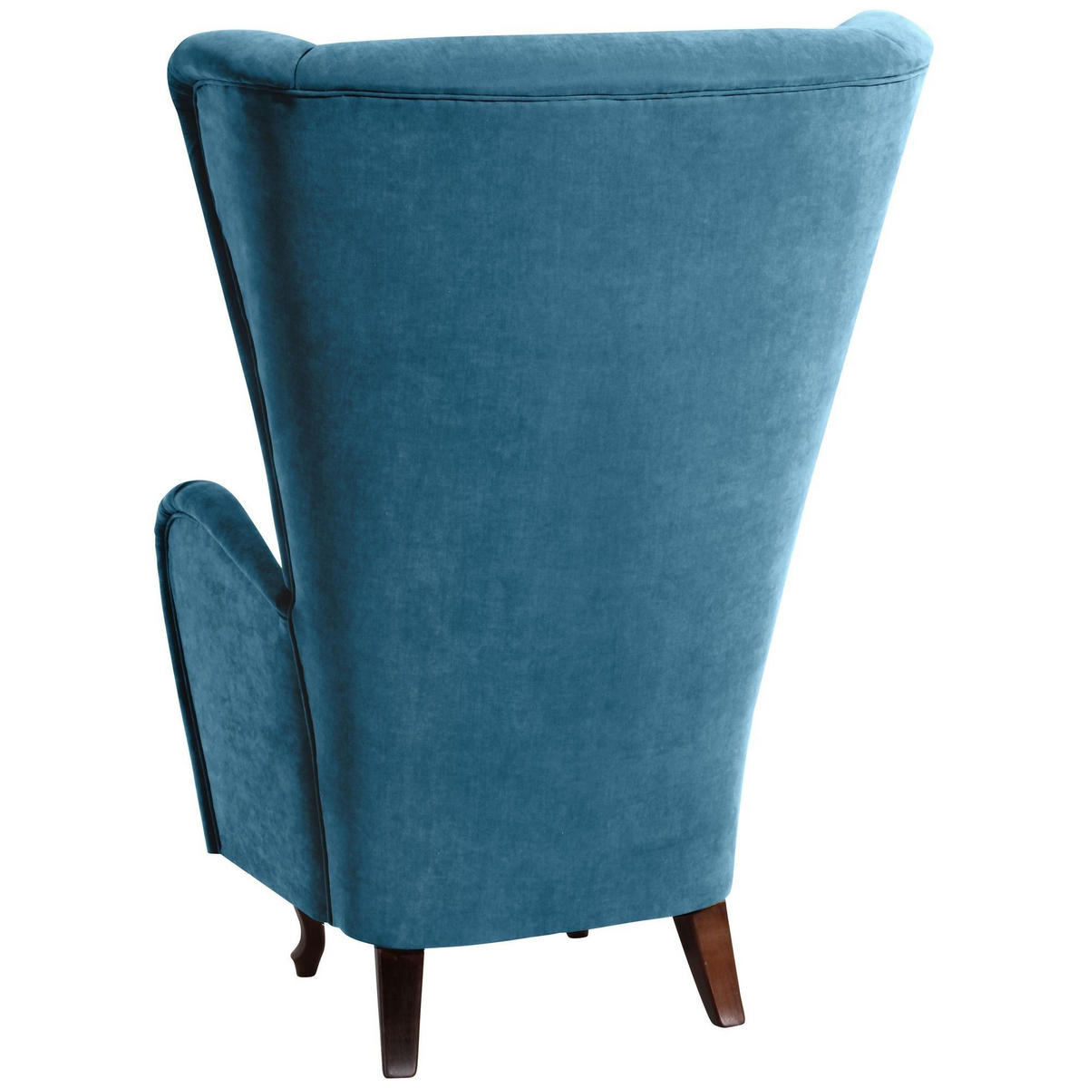 HOCHLEHNSESSEL Kailey Bezug Velourstoff Buche nussbaum dunkel / petrol - Blau, Kunststoff (96/122/89cm) - 58aufmkessel