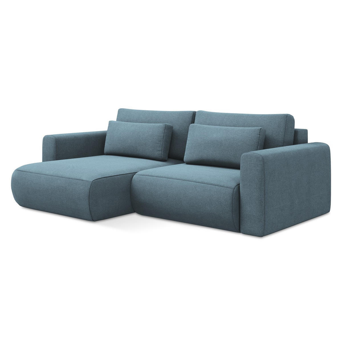 ECKSOFA mit Schlaffunktion Strukturstoff Stoff Blau - Blau/Schwarz, Kunststoff/Textil (149/240cm) - LaMiaSofa