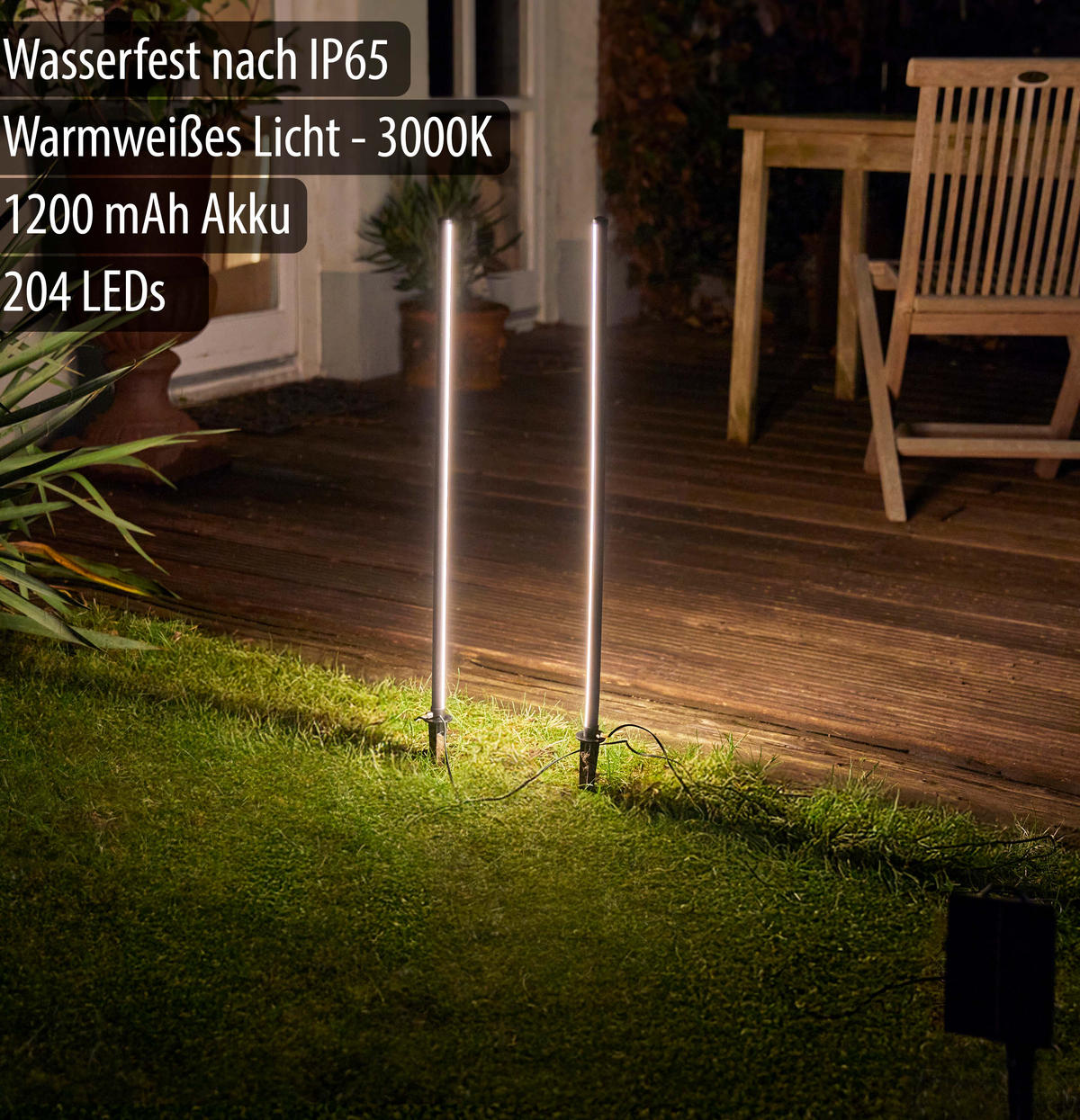 SOLAR-LED-GARTENSTECKER - warmweiß mit Dämmerungssensor und wetterfestem Design für Garten und Terrasse - Weiß, Kunststoff (3.5/3.5/77cm) - Northpoint