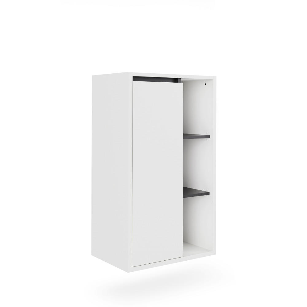 MIDISCHRANK Viola Weiß/Grau 50 x 86 cm mit offenen Regalen - Weiß/Grau, Holzwerkstoff (50/86/33cm) - Vicco