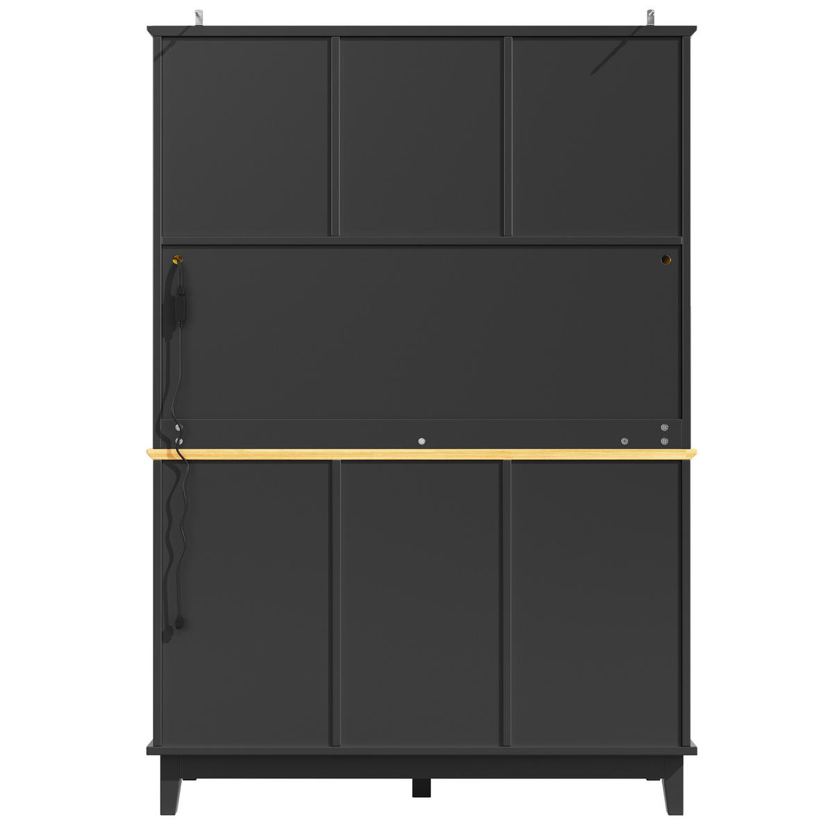 HOCHSCHRANK mit LED-Beleuchtung 120x40x180 cm MDF Schwarz/Natur - Schwarz, Holzwerkstoff (29/180/120cm) - Meubliv