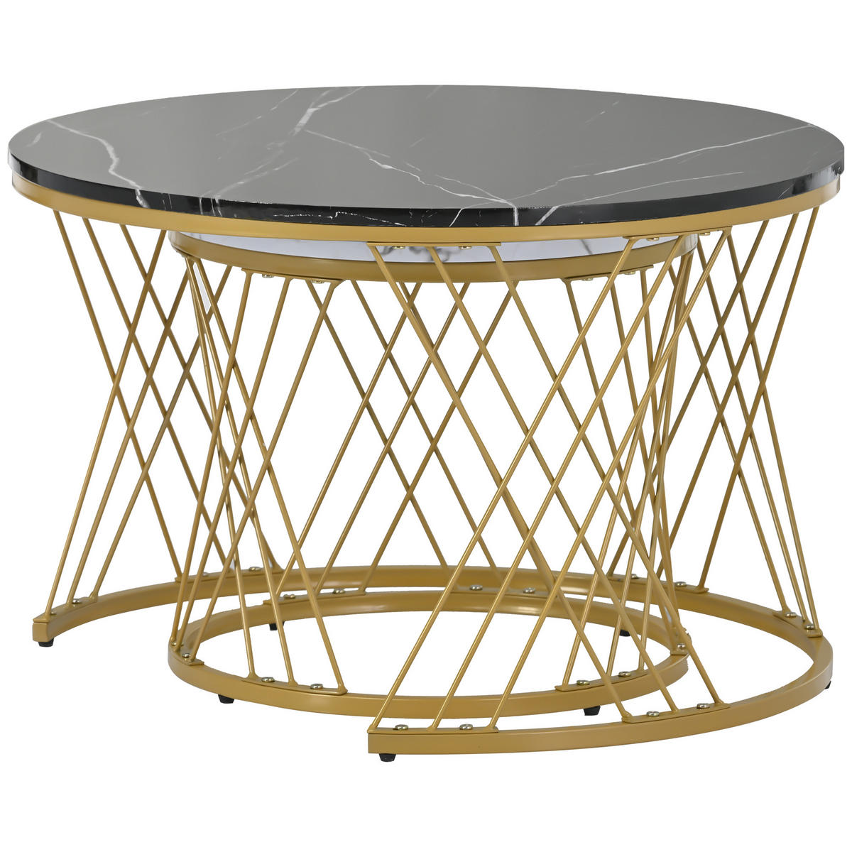 COUCHTISCH-SET 2er-Set Schwarz und Weiß - Schwarz, Holzwerkstoff (70/70/45cm) - Urban Meuble