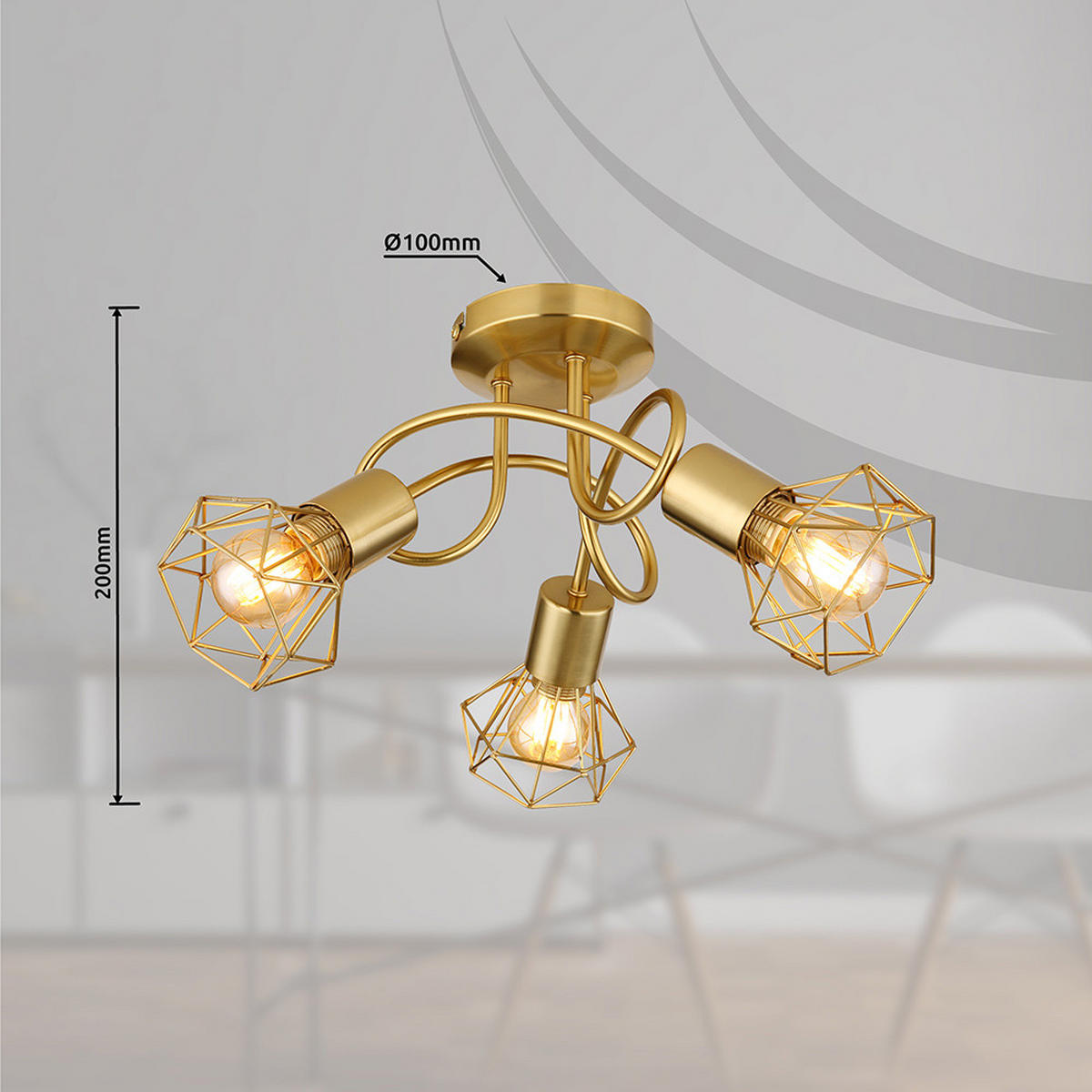 DECKENLEUCHTE XARA Gold Gitter - Goldfarben, Metall (36/36/20cm) - Globo Lighting