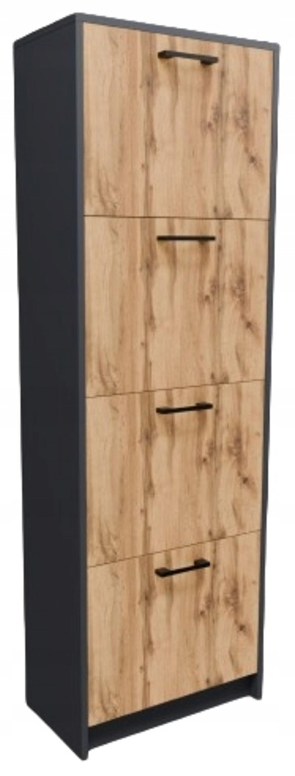 SCHUHSCHRANK 4S Anthrazit-Wotan Eiche 50/28/152 cm - Anthrazit/Eiche Wotan, Holzwerkstoff (50/152/28cm) - Matkam Möbel