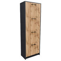 SCHUHSCHRANK 4S Anthrazit-Wotan Eiche 50/28/152 cm - Anthrazit/Eiche Wotan, Holzwerkstoff (50/152/28cm) - Matkam Möbel