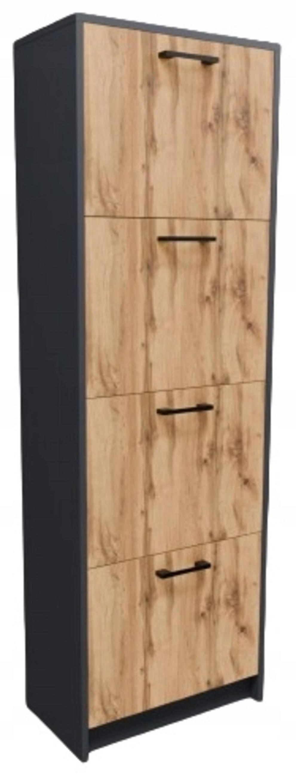 SCHUHSCHRANK 4S Anthrazit-Wotan Eiche 50/28/152 cm - Anthrazit/Eiche Wotan, Holzwerkstoff (50/152/28cm) - Matkam Möbel