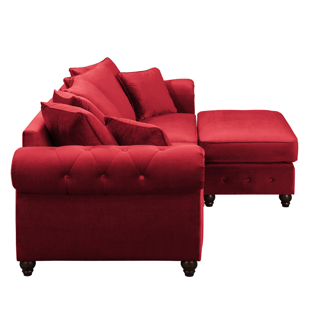 BIGSOFA - Samt - Silberfarben/Rot, Buchenholz/Textil (260/90/93cm) - home24