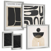 BILDER SET 5er Set - 50x50 cm & 20x30 cm & 40x60 cm Silberner Rahmen - Abstrakte Marmorformen - Silberfarben, Kunststoff (40/60cm) - TULUP