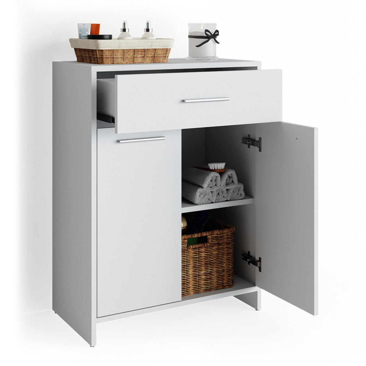 MIDISCHRANK Kiko Weiß 60 x 80 cm - Weiß, Holzwerkstoff (60/80/33.1cm) - Vicco