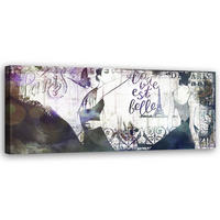 WANDBILD collage frankreich frau - Grau, Textil (90/30cm) - Feeby