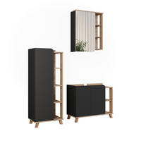 BADMÖBEL-SET Karen Sonoma/Anthrazit 3 Teile - Anthrazit, Holzwerkstoff (80/65/35cm) - Vicco
