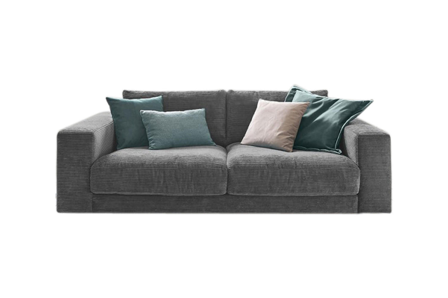 SOFA 2-SITZER MADELINE Grau Cord - Schwarz/Grau, Kunststoff/Textil (230/85/127cm) - KAWOLA