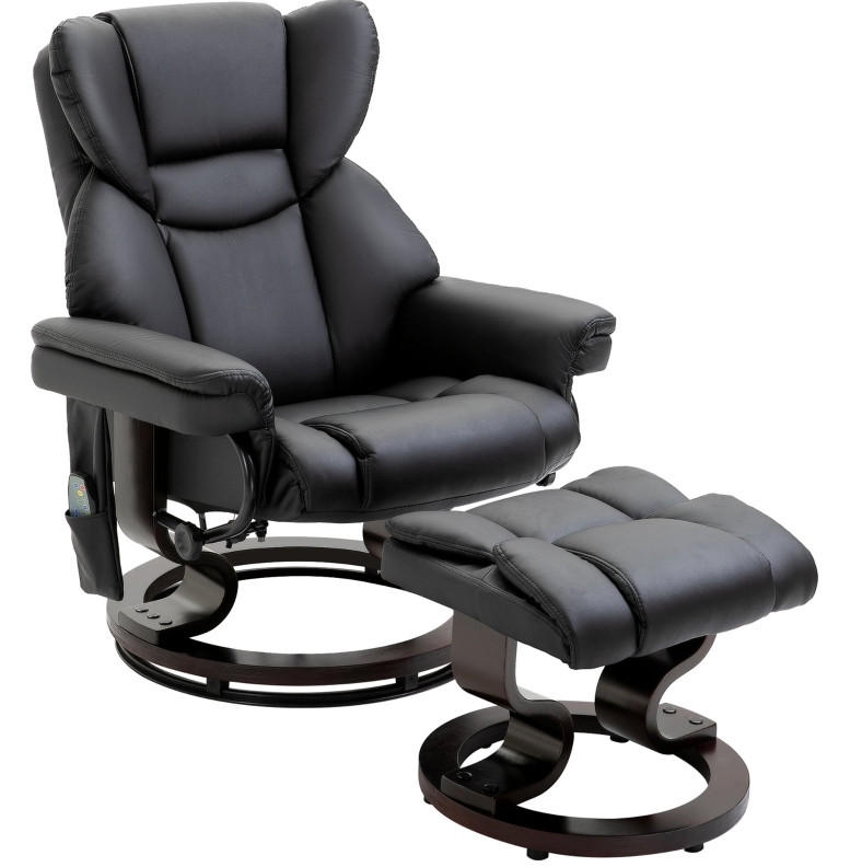RELAXSESSEL 79/101/82 cm Schwarz aus Kunstleder mit Massagefunktion - Schwarz, Kunststoff (82/101/79cm) - OKMYHOME