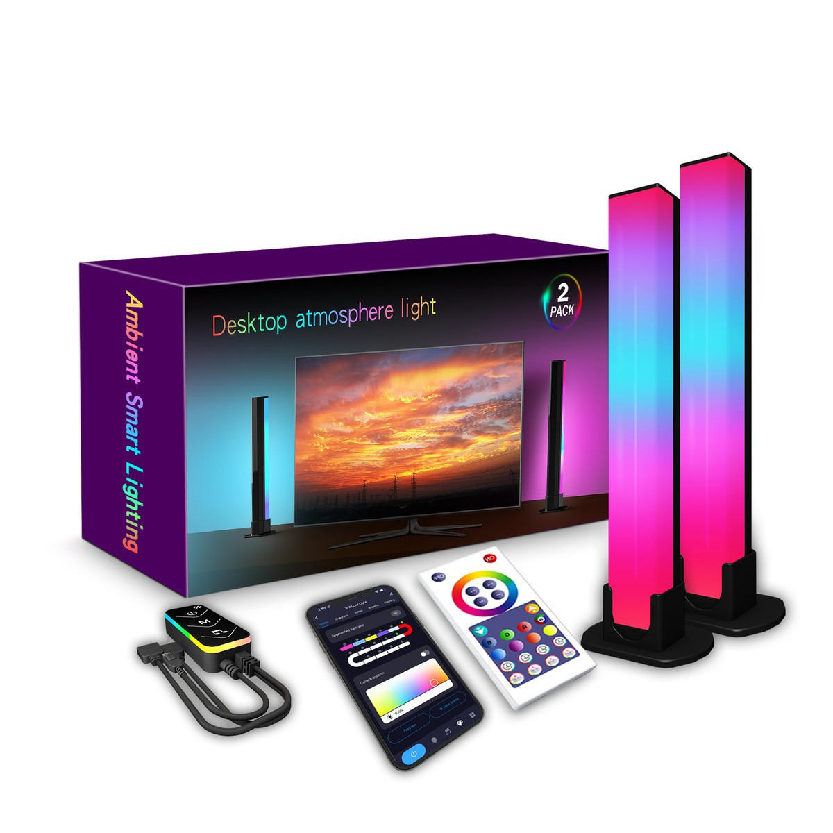 LED-TISCHLEUCHTE Schwarz 3.3/3.25/28 cm 2 Stück - Schwarz, Kunststoff (3.3/3.25/28cm) - Authentics