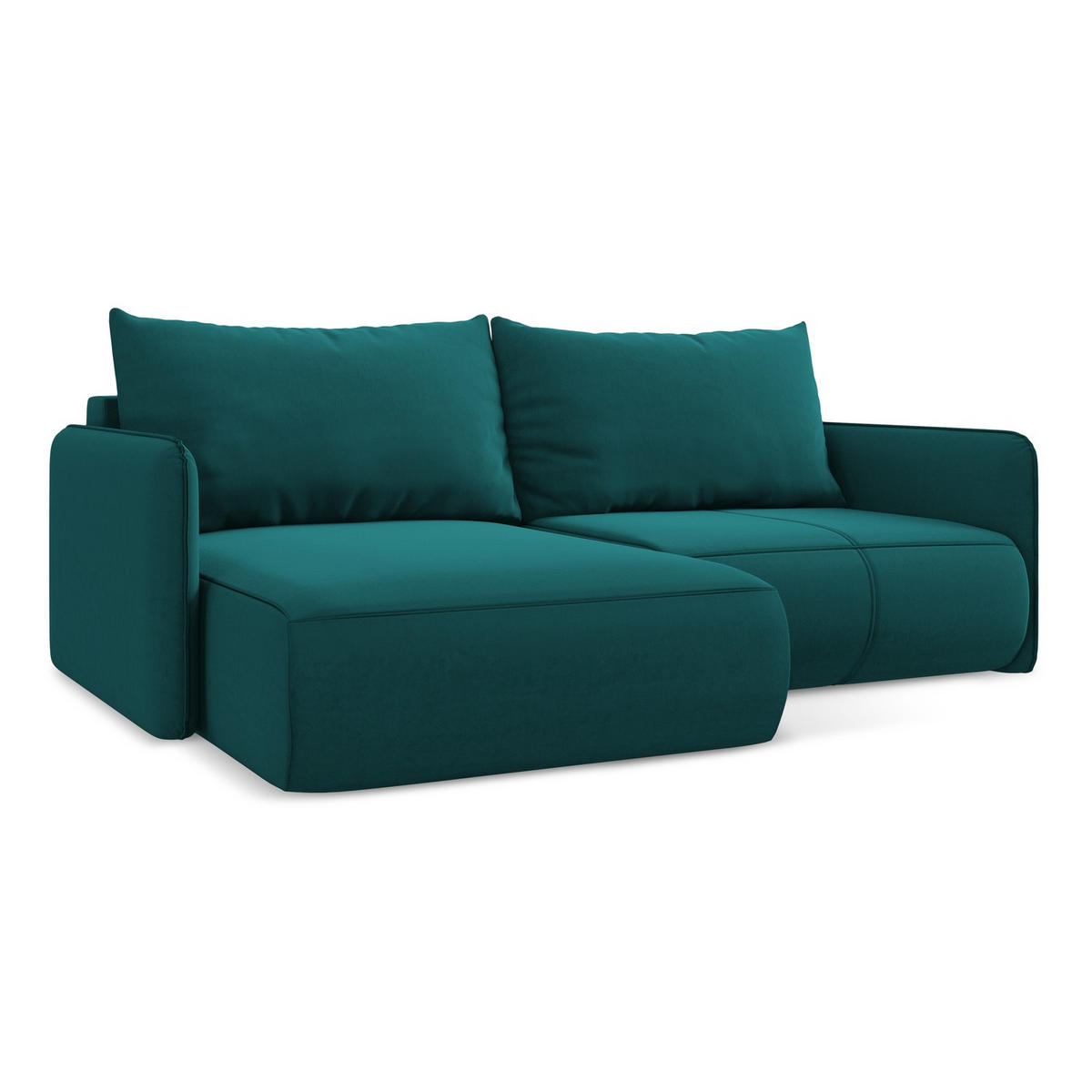 ECKSOFA mit Schlaffunktion Samt Stoff Blau - Blau/Petrol, Kunststoff/Textil (148/207cm) - LaMiaSofa