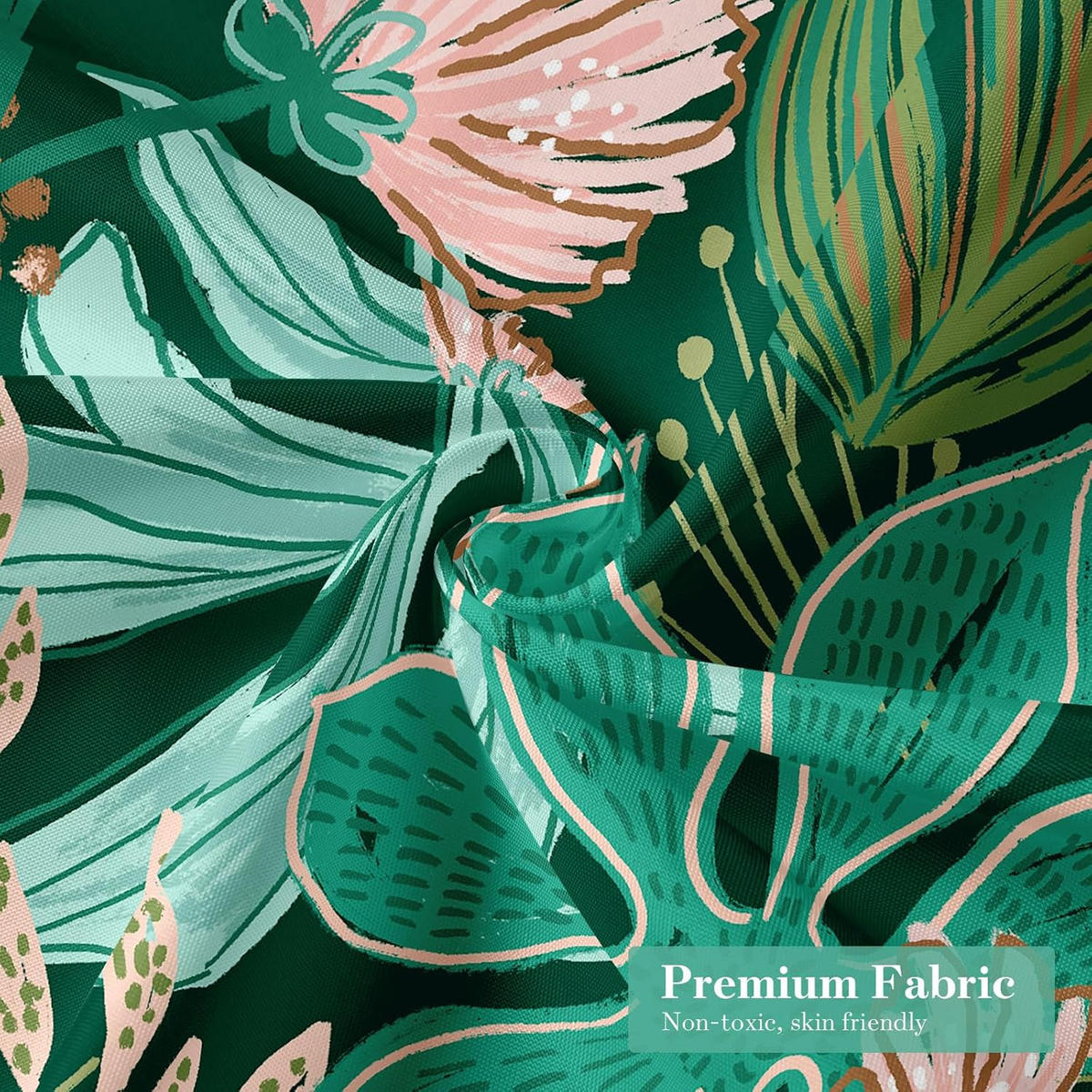 DUSCHVORHANG Boho floral extrem lang elegant für Dekoration Badezimmer - Grün, Textil (200/180cm) - MCBOSON
