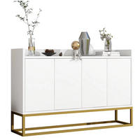 SIDEBOARD 120/30/80 cm in Weiß, grifflos mit 4 Türen & Metallrahmen - Weiß, Holzwerkstoff (120/80/30cm) - BEAOK