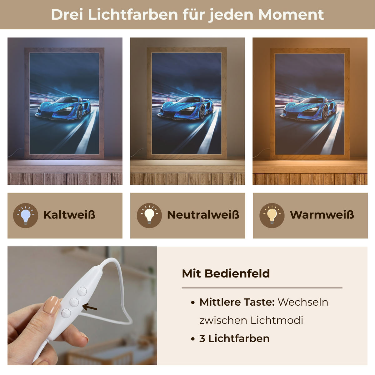 NACHTTISCHLAMPE Auto - Blau - Jungen - Kind 20x30 cm - Blau, Holzwerkstoff (8/20/30cm)