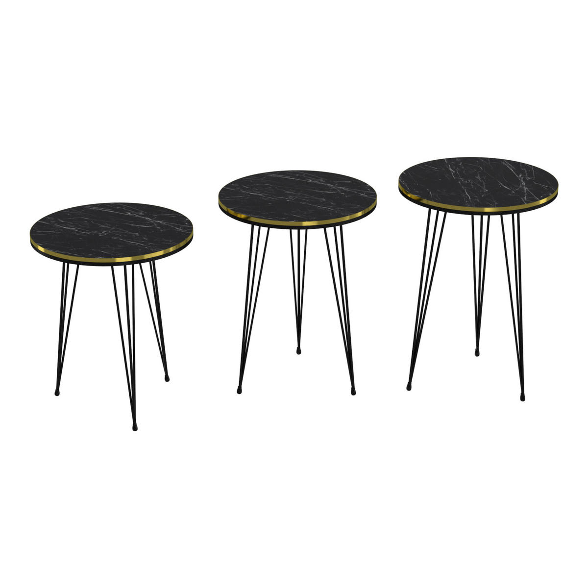 SATZTISCH SET Ry 3-teilig 36/36/50 - Schwarz, Holzwerkstoff (36/36/50cm) - [en.casa]