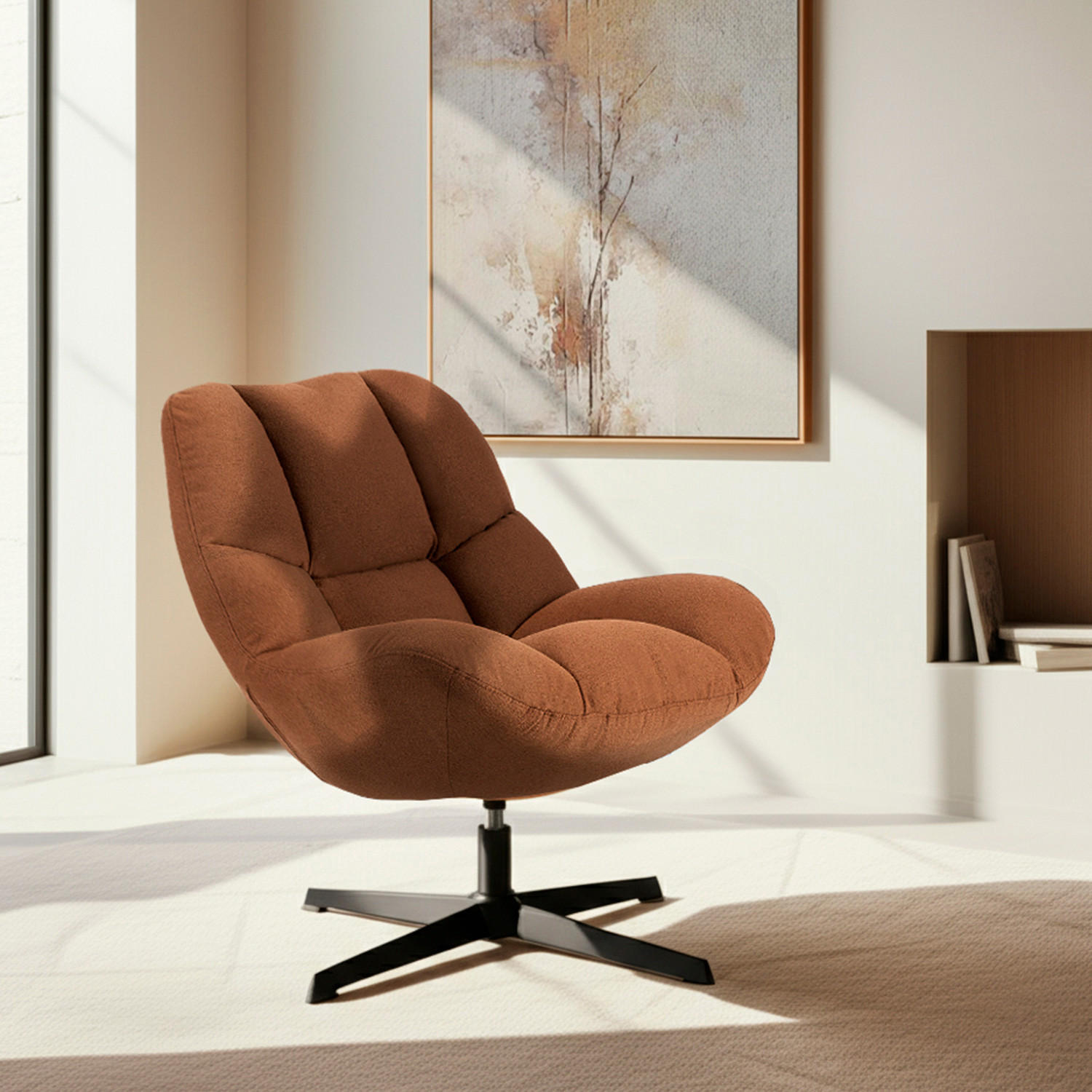DREHSTUHL Kato Terrakotta / Orange 77 cm x 86 cm - Terracotta, Textil (77/86/80cm) - Klast Home