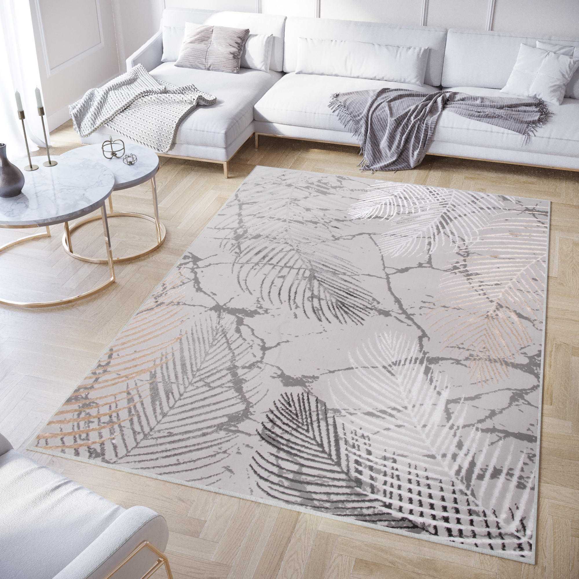 TEPPICH CRYSTAL Creme Grau 80/150 cm - Creme/Grau, Textil (80/150cm) - Tapiso