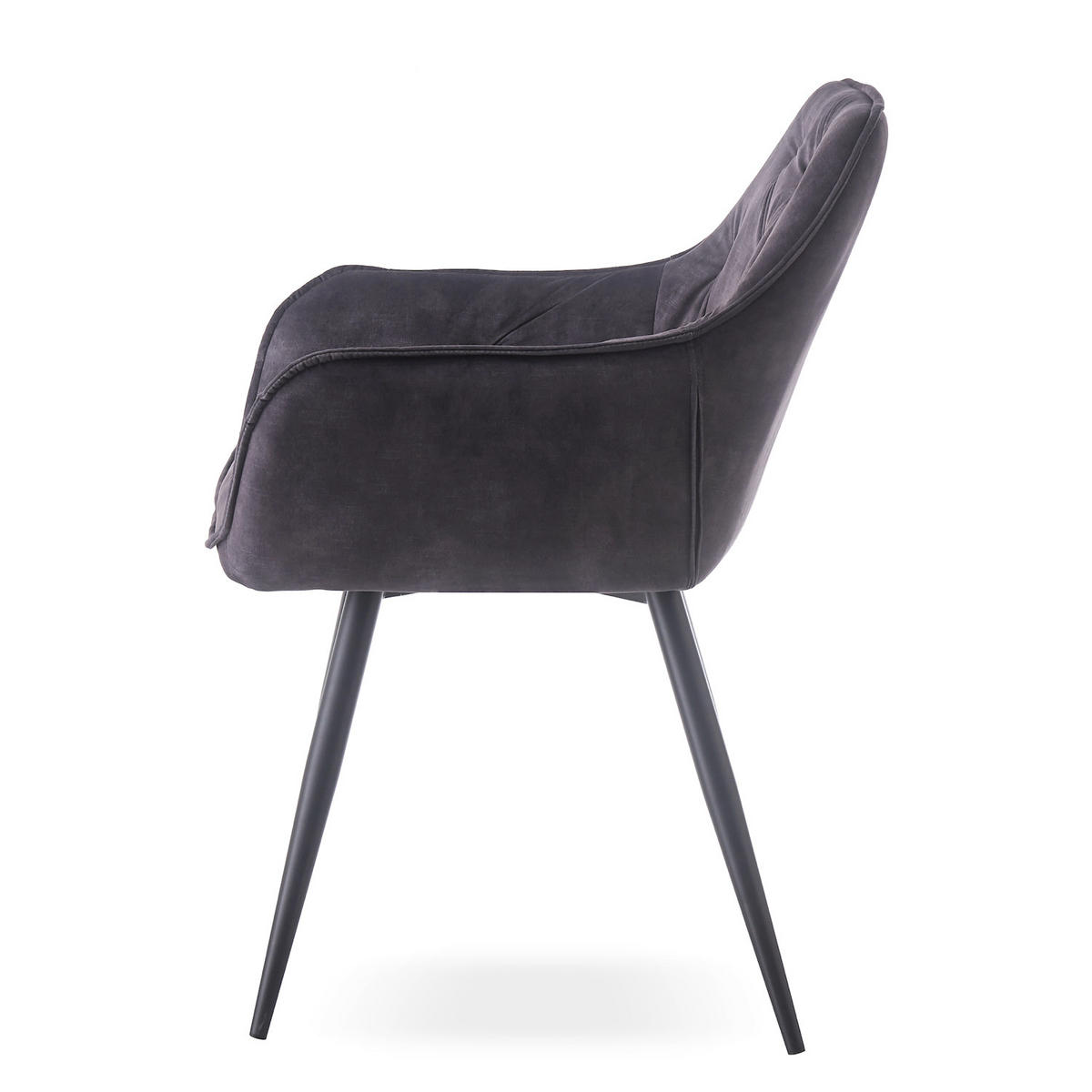 ARMLEHNSTUHL DIETER Anthrazit 2 Stück - Anthrazit, Textil/Metall (61/83/56cm) - B&D Home