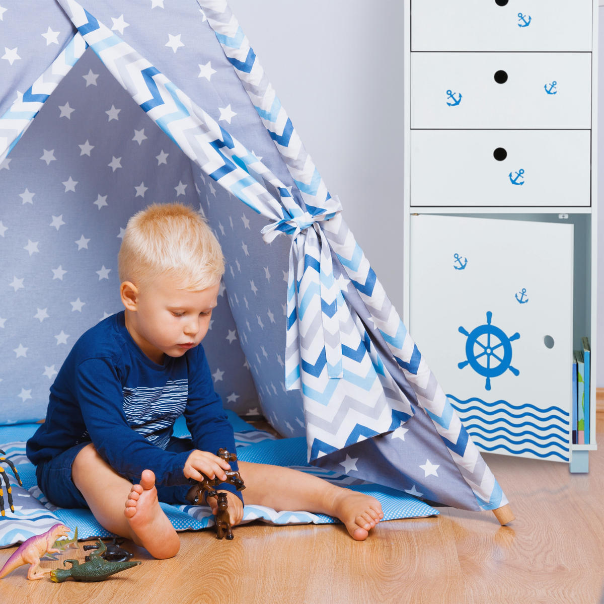 KINDER-KOMMODE - Weiß, Holzwerkstoff (42/105/30cm) - Relaxdays