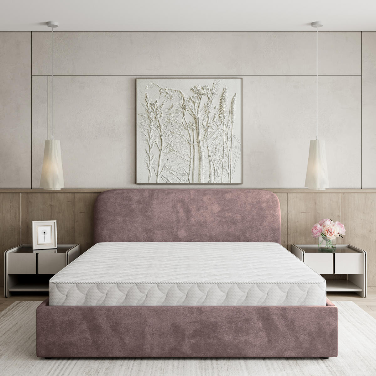 POLSTERBETT RENIVE K 200x200 cm mit Bettkästen - Rosa - Rosa, Holz/Textil - MASSENO