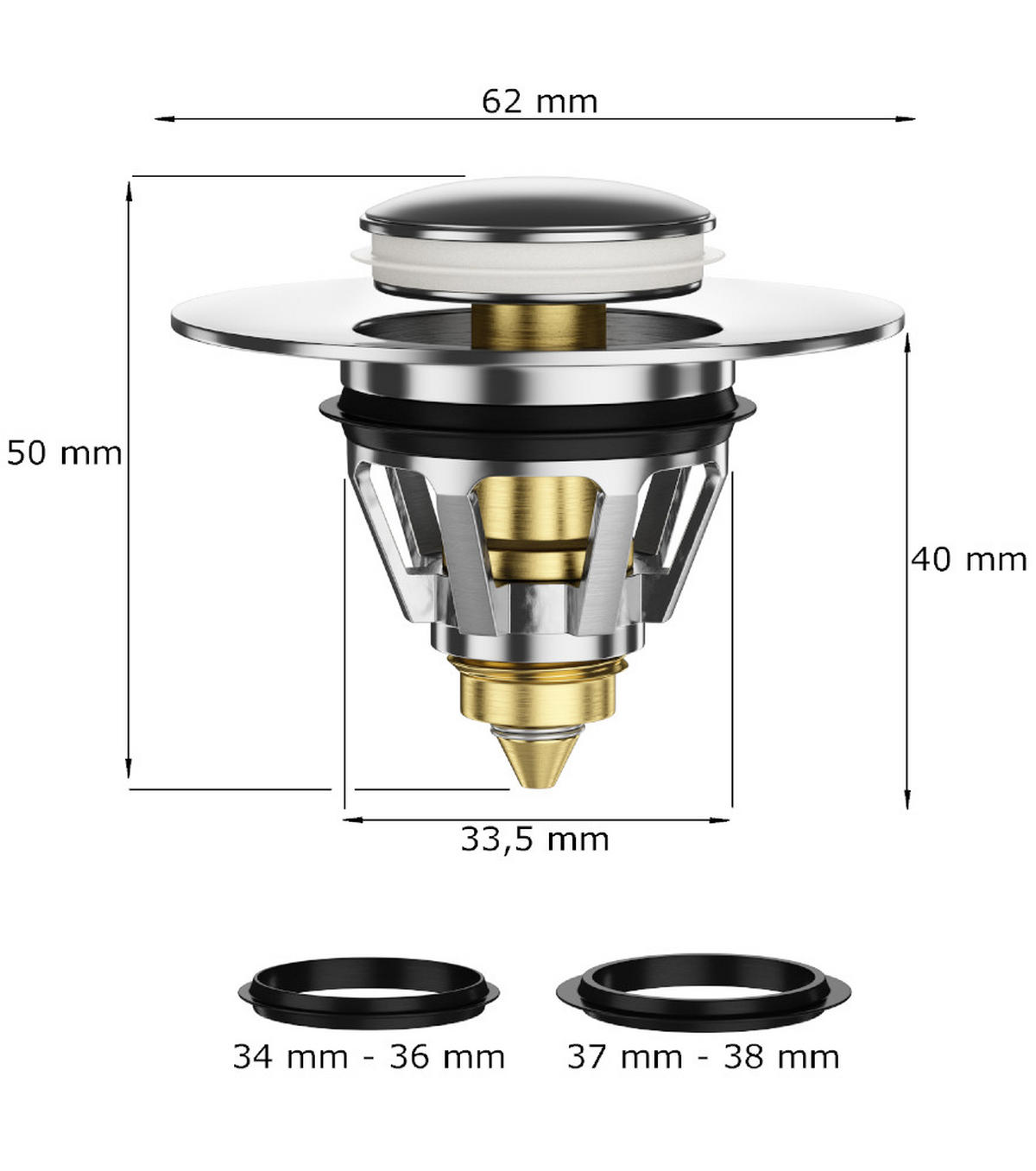 WASCHBECKENSTÖPSEL Pop-Up Harmony - Grün, Metall (6/4/5cm) - Sanilo