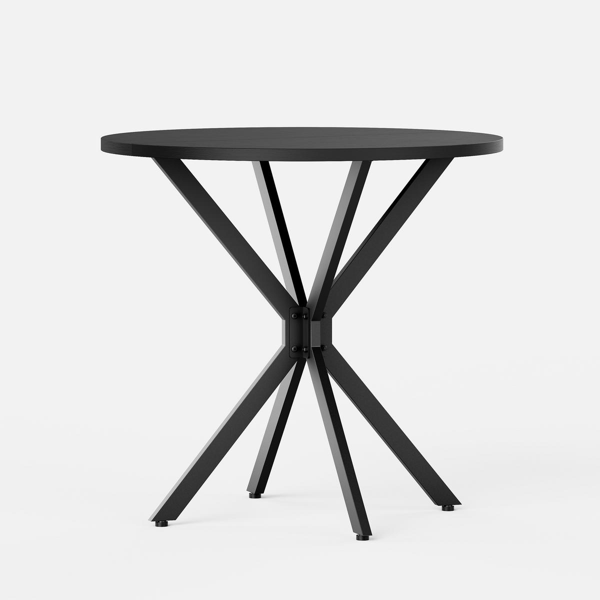ESSTISCH DE-37298 rund mit X-Beinen und pulverbeschichtetem Stahl Schwarz - Schwarz, Holzwerkstoff (80/80/75cm) - ComfortXL