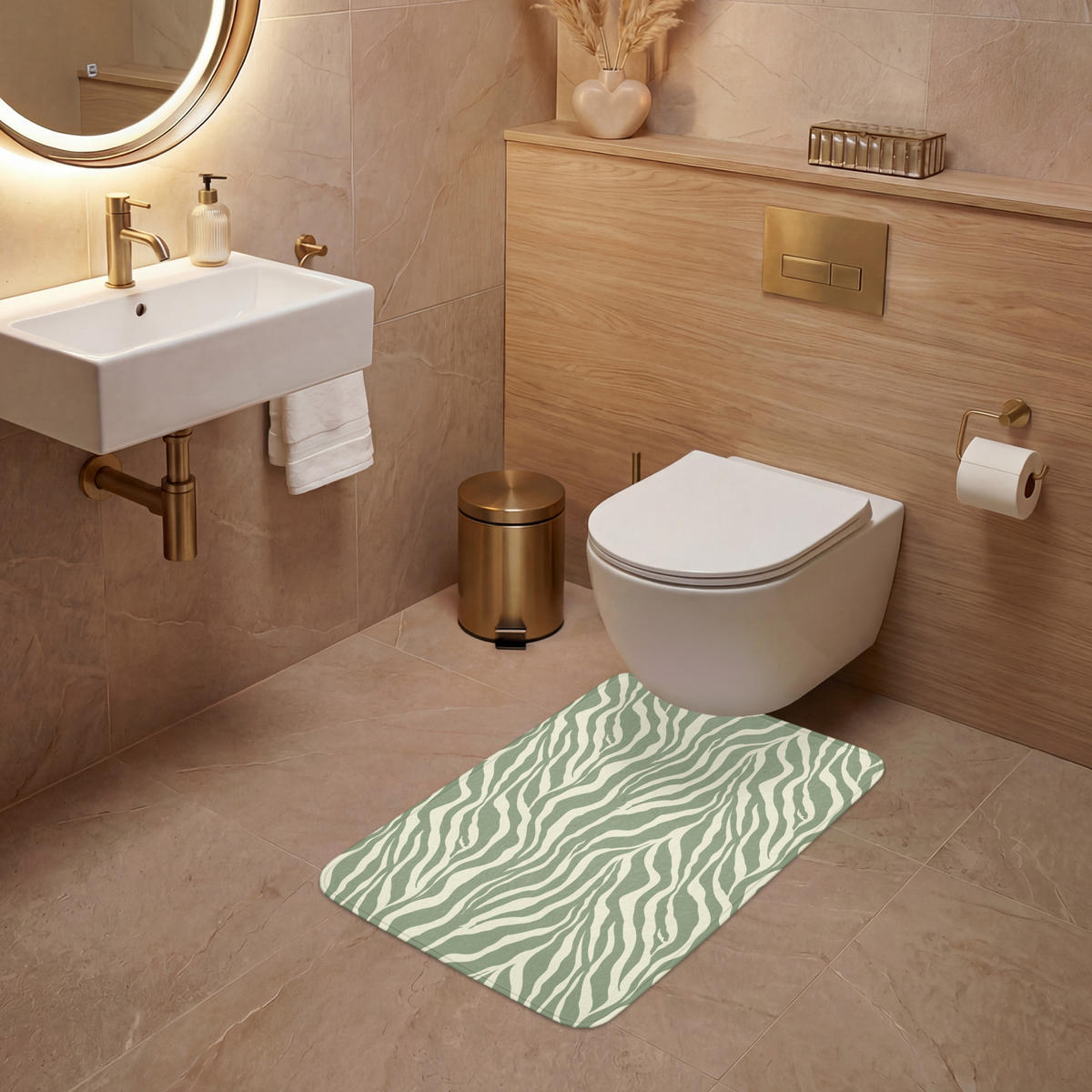 WC PŘEDLOŽKA Zebra - Motiv - zelená 50x80 cm - šalvějově zelená, textil/plast (50/1cm) - OnlyWow