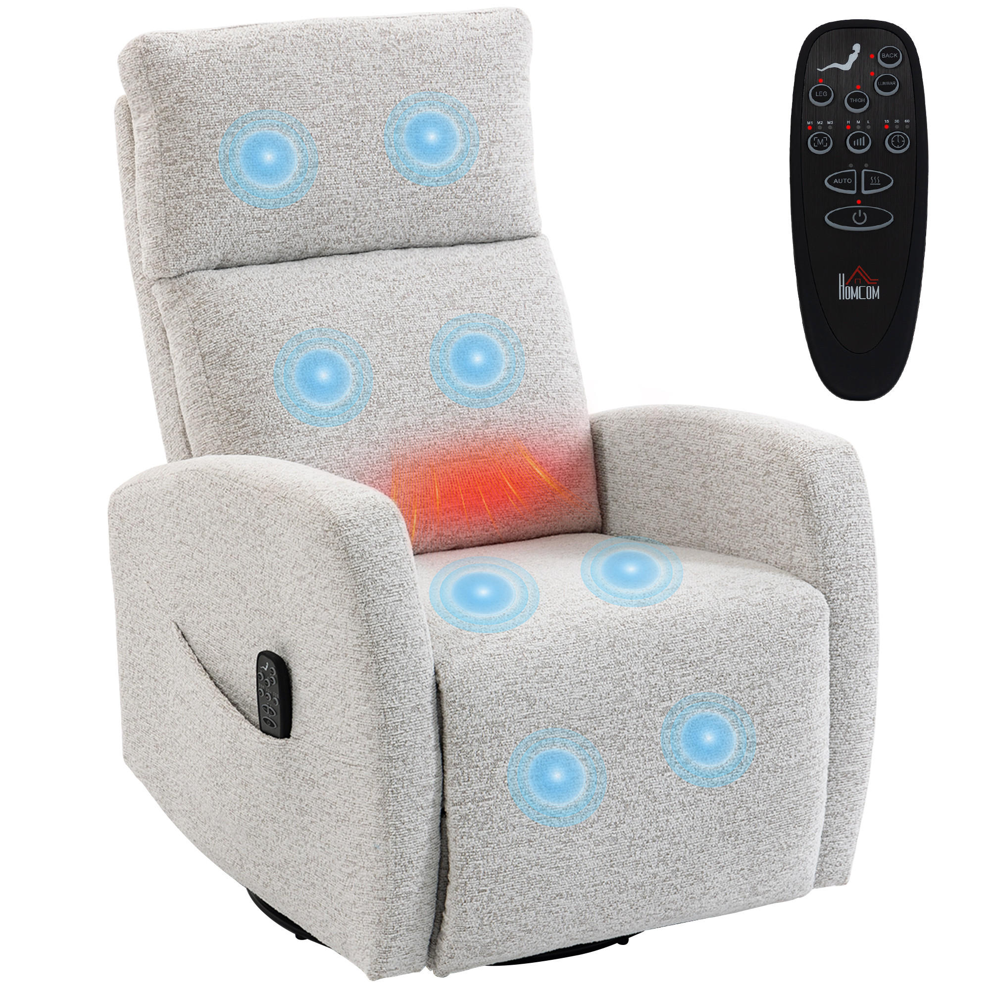 MASSAGESESSEL Creme mit Massagefunktion und Heizung 163/73,5/86 cm - Creme, Textil (163/86/73.5cm) - PANGIVO