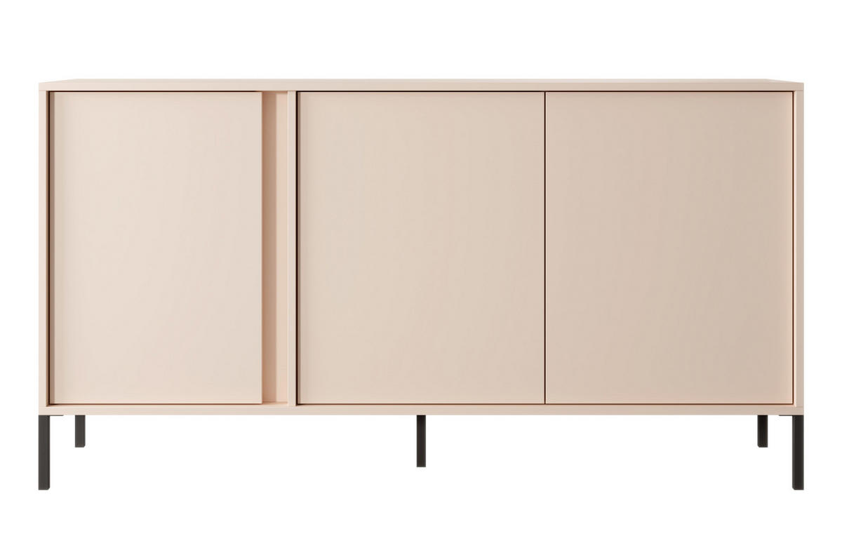SIDEBOARD Piemontesia 3T Beige 153,1/81,4/39,5 cm – mit Push-to-Open-Funktion - Beige/Schwarz, Holzwerkstoff/Metall (153.1/81.4/39.5cm) - AX Living