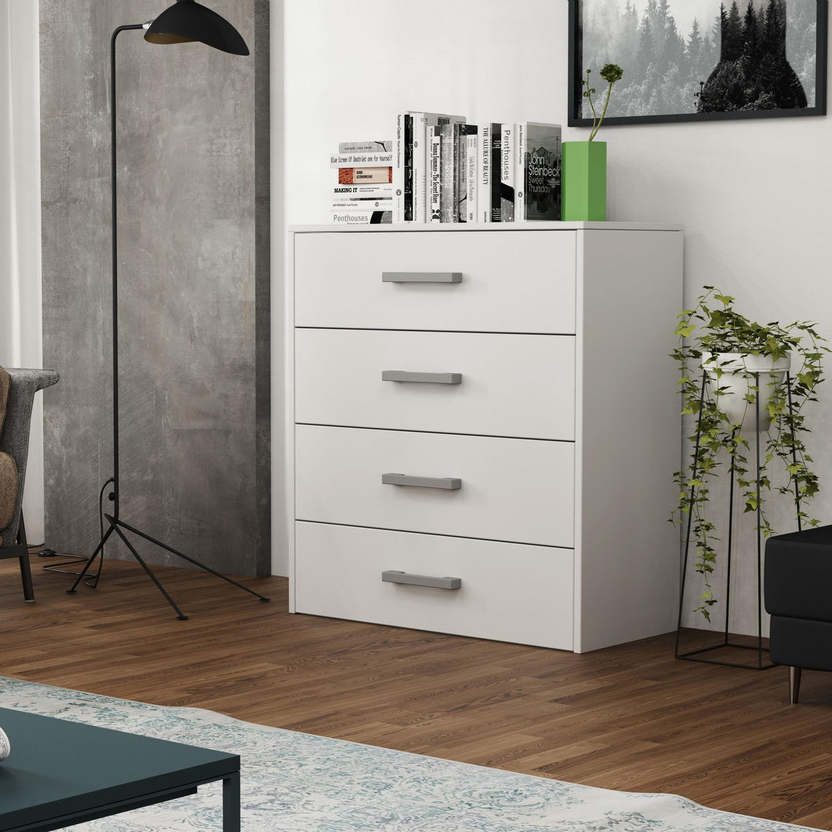 KOMMODE SCALINI 75/82/33 cm mit 4 Schubladen Weiß - Weiß, Holzwerkstoff (75/82/33cm) - MASSENO