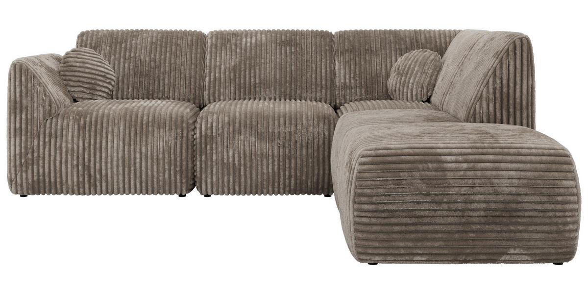 ROHOVÁ SEDAČKA NOARA 5M L Světle hnědá Manšestr - Pravá - černá/světle hnědá, textil/plast (267/244cm) - MKS