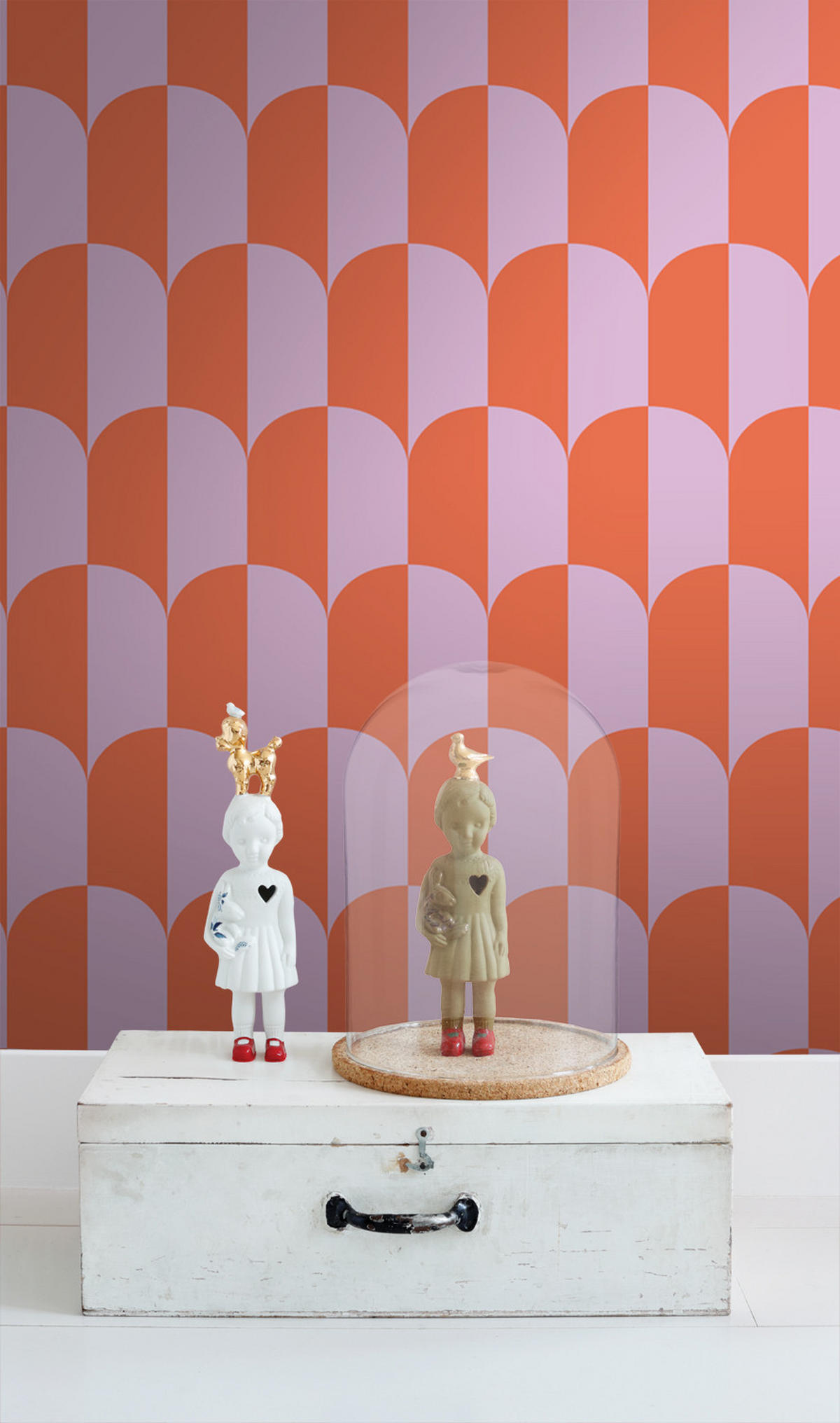 TAPETE Art Decó Muster 53 cm x 10.05 m - Orange, Papier (53/1000cm) - ESTAhome