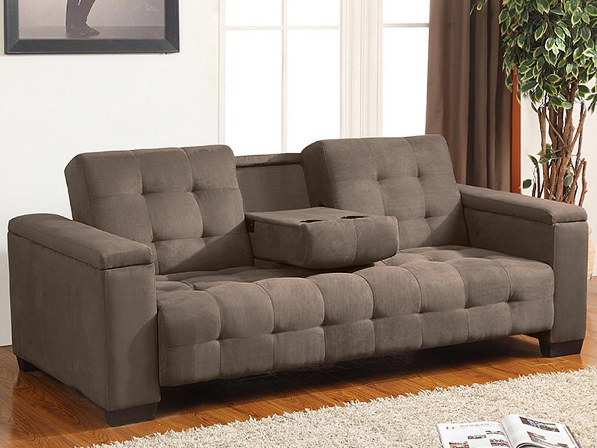 SCHLAFSOFA - 3 Personen - Stoff, Stoff - Braun - - Braun, Textil (218/88/94cm) - Vente-Unique
