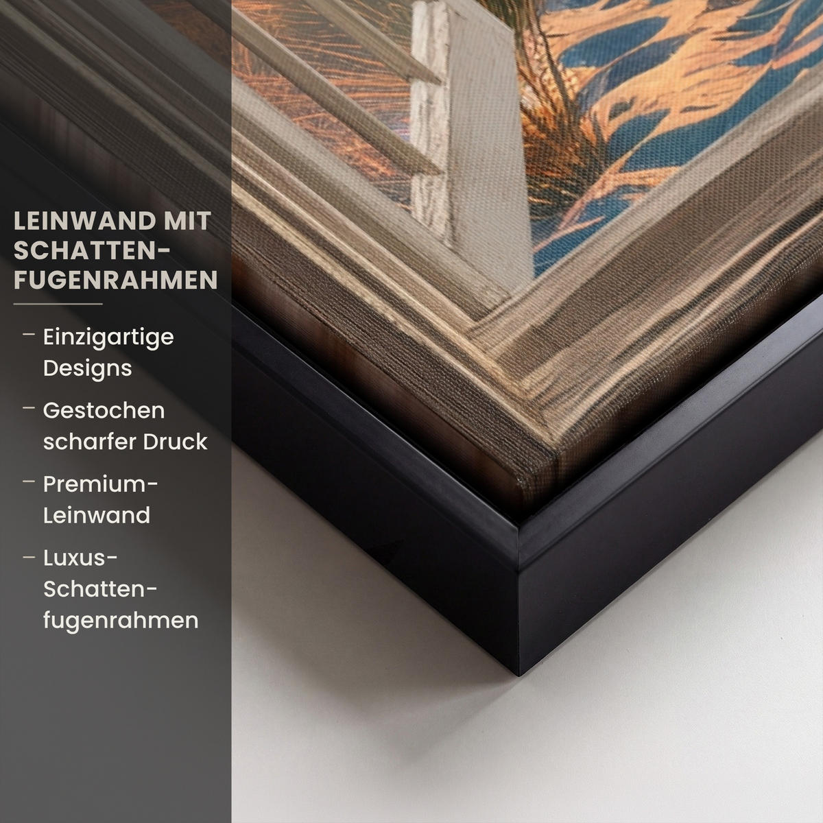 LEINWAND Bilder mit Rahmen - Aussicht - Fenster - Leuchtturm - Sonnenuntergang - Strand - 40x60 - Dunkelorange, Textil (40/60cm) - MuchoWow