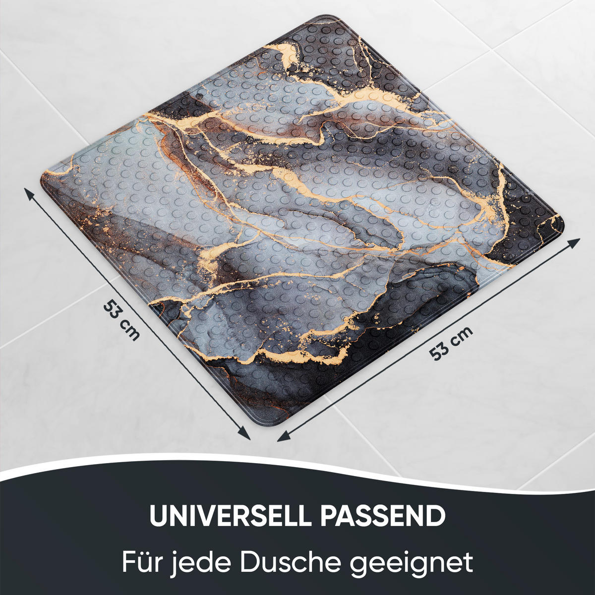 BADEMATTE Marmor Abstrakt - Grau, Kunststoff (53/53cm) - Sanilo