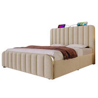 POLSTERBETT mit Leinenbezug 160x200 cm Beige mit hydraulischem Bettkasten, USB- und USB-C-Anschluss - Beige, Textil (160/200cm) - IVMEU