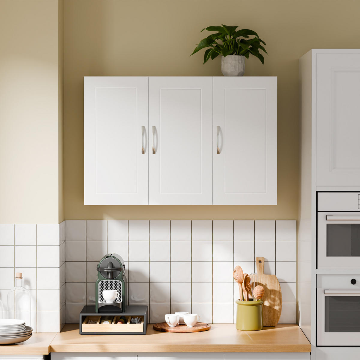 HÄNGESCHRANK mit Verstellbarem Regal, 90x60x30cm, Weiß - Weiß, Holzwerkstoff (90/60/30cm) - SoBuy