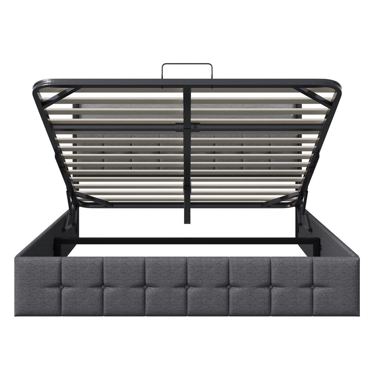 POLSTERBETT mit Bettkasten, 140/190 cm, mit LED, USB, und hydraulischem Stauraum, Lattenrost, Grau - Grau, Textil (140/190cm) - Waldena